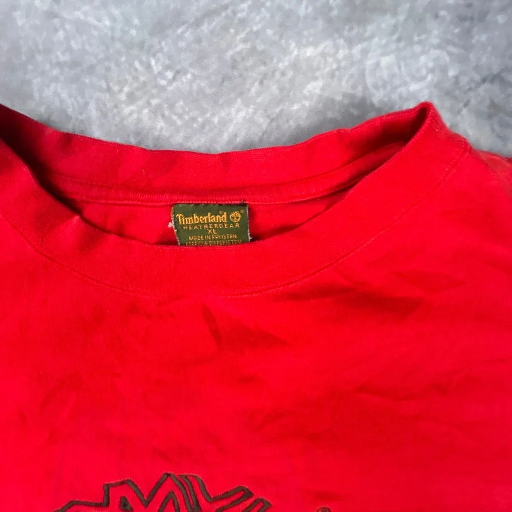 Vintage Timberland Weathergear Red Long Sleeve Logo Shirt XL Y2K Streetwear